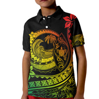 Polynesian Plumeria Kid Polo Shirt Ride The Waves - Reggae - Wonder Print Shop