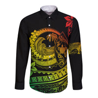 Polynesian Plumeria Long Sleeve Button Shirt Ride The Waves - Reggae - Wonder Print Shop