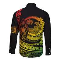 Polynesian Plumeria Long Sleeve Button Shirt Ride The Waves - Reggae - Wonder Print Shop