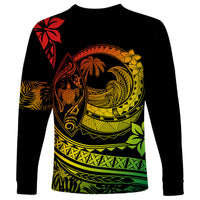 Polynesian Plumeria Long Sleeve Shirt Ride The Waves - Reggae - Wonder Print Shop