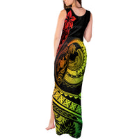 Polynesian Plumeria Tank Maxi Dress Ride The Waves - Reggae - Wonder Print Shop