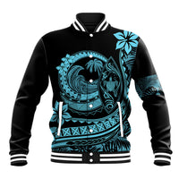 Polynesian Plumeria Baseball Jacket Ride The Waves - Turquoise LT7 - Wonder Print Shop