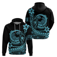 Polynesian Plumeria Hoodie Ride The Waves - Turquoise - Wonder Print Shop