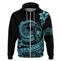 Polynesian Plumeria Hoodie Ride The Waves - Turquoise - Wonder Print Shop