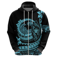 Polynesian Plumeria Hoodie Ride The Waves - Turquoise - Wonder Print Shop