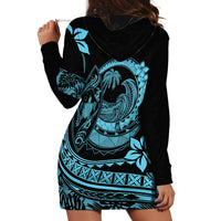 Polynesian Plumeria Hoodie Dress Ride The Waves - Turquoise - Wonder Print Shop