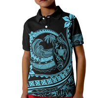 Polynesian Plumeria Kid Polo Shirt Ride The Waves - Turquoise - Wonder Print Shop