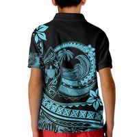 Polynesian Plumeria Kid Polo Shirt Ride The Waves - Turquoise - Wonder Print Shop