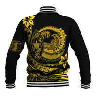 Polynesian Plumeria Baseball Jacket Ride The Waves - Yellow LT7 - Wonder Print Shop