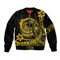 Polynesian Plumeria Bomber Jacket Ride The Waves - Yellow LT7 - Wonder Print Shop