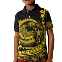 Polynesian Plumeria Kid Polo Shirt Ride The Waves - Yellow - Wonder Print Shop