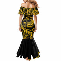 Polynesian Plumeria Mermaid Dress Ride The Waves - Yellow - Wonder Print Shop