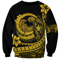 Polynesian Plumeria Sweatshirt Ride The Waves - Yellow - Wonder Print Shop