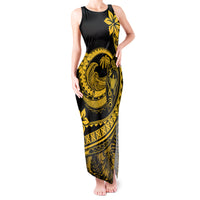 Polynesian Plumeria Tank Maxi Dress Ride The Waves - Yellow - Wonder Print Shop
