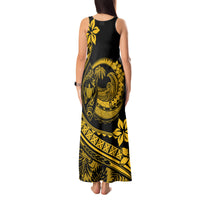 Polynesian Plumeria Tank Maxi Dress Ride The Waves - Yellow - Wonder Print Shop