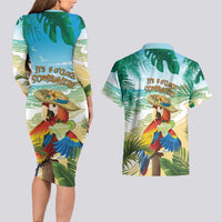 Aloha Hawaii It's 5 o'clock Somewhere Couples Matching Long Sleeve Bodycon Dress and Hawaiian Shirt - Wonder Print Shop