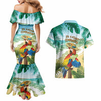 Aloha Hawaii It's 5 o'clock Somewhere Couples Matching Mermaid Dress and Hawaiian Shirt - Wonder Print Shop