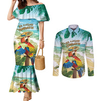 Aloha Hawaii It's 5 o'clock Somewhere Couples Matching Mermaid Dress and Long Sleeve Button Shirt - Wonder Print Shop