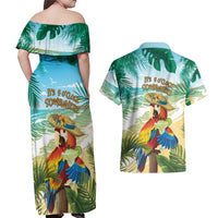 Aloha Hawaii It's 5 o'clock Somewhere Couples Matching Off Shoulder Maxi Dress and Hawaiian Shirt - Wonder Print Shop