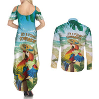 Aloha Hawaii It's 5 o'clock Somewhere Couples Matching Summer Maxi Dress and Long Sleeve Button Shirt - Wonder Print Shop