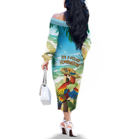 Aloha Hawaii It's 5 o'clock Somewhere Family Matching Off The Shoulder Long Sleeve Dress and Hawaiian Shirt - Wonder Print Shop