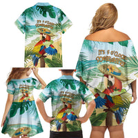 Aloha Hawaii It's 5 o'clock Somewhere Family Matching Off Shoulder Short Dress and Hawaiian Shirt - Wonder Print Shop