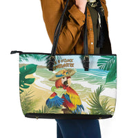 Aloha Hawaii It's 5 o'clock Somewhere Leather Tote Bag - Wonder Print Shop