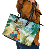 Aloha Hawaii It's 5 o'clock Somewhere Leather Tote Bag - Wonder Print Shop