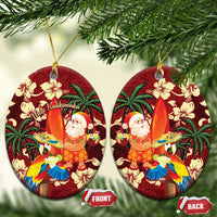 Crimson Red Tropical Christmas Hawaii Tapa Ceramic Ornament Aloha Santa Drink Party - Wonder Print Shop