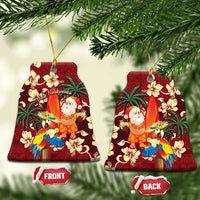 Crimson Red Tropical Christmas Hawaii Tapa Ceramic Ornament Aloha Santa Drink Party - Wonder Print Shop