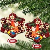 Crimson Red Tropical Christmas Hawaii Tapa Ceramic Ornament Aloha Santa Drink Party - Wonder Print Shop