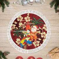Crimson Red Tropical Christmas Hawaii Tapa Tree Skirt Aloha Santa Drink Party - Wonder Print Shop