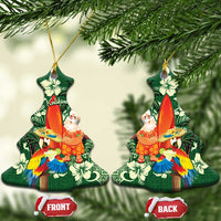 Moss Green Tropical Christmas Hawaii Tapa Ceramic Ornament Aloha Santa Drink Party - Wonder Print Shop