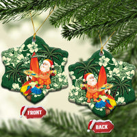 Moss Green Tropical Christmas Hawaii Tapa Ceramic Ornament Aloha Santa Drink Party - Wonder Print Shop