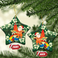 Moss Green Tropical Christmas Hawaii Tapa Ceramic Ornament Aloha Santa Drink Party - Wonder Print Shop