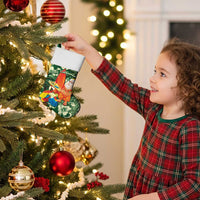 Moss Green Tropical Christmas Hawaii Tapa Christmas Stocking Aloha Santa Drink Party - Wonder Print Shop