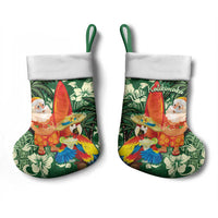 Moss Green Tropical Christmas Hawaii Tapa Christmas Stocking Aloha Santa Drink Party - Wonder Print Shop