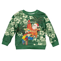 Moss Green Tropical Christmas Hawaii Tapa Kid Ugly Christmas Sweater Aloha Santa Drink Party - Wonder Print Shop