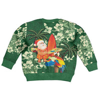 Moss Green Tropical Christmas Hawaii Tapa Kid Ugly Christmas Sweater Aloha Santa Drink Party - Wonder Print Shop