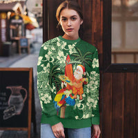 Moss Green Tropical Christmas Hawaii Tapa Ugly Christmas Sweater Aloha Santa Drink Party - Wonder Print Shop