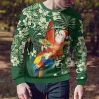Moss Green Tropical Christmas Hawaii Tapa Ugly Christmas Sweater Aloha Santa Drink Party - Wonder Print Shop