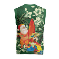 Moss Green Tropical Christmas Hawaii Tapa Christmas Knitted V-Neck Vest Aloha Santa Drink Party - Wonder Print Shop