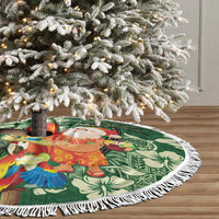Moss Green Tropical Christmas Hawaii Tapa Tree Skirt Aloha Santa Drink Party - Wonder Print Shop