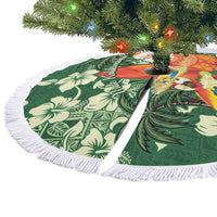 Moss Green Tropical Christmas Hawaii Tapa Tree Skirt Aloha Santa Drink Party - Wonder Print Shop