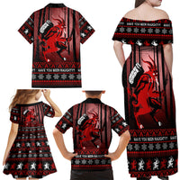 Wonder Print Christmas Family Matching Off Shoulder Maxi Dress and Hawaiian Shirt Merry Krampus LT7 - Wonder Print Shop