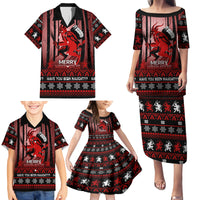 Wonder Print Christmas Family Matching Puletasi Dress and Hawaiian Shirt Merry Krampus - Wonder Print Shop
