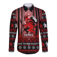 Wonder Print Christmas Long Sleeve Button Shirt Merry Krampus - Wonder Print Shop
