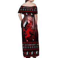 Wonder Print Christmas Off Shoulder Maxi Dress Merry Krampus - Wonder Print Shop