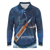 Artemis 2026 Moon Mission Long Sleeve Polo Shirt Back To The Moon And Beyond