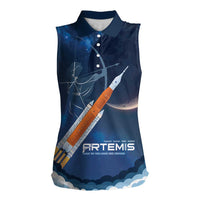 Artemis 2026 Moon Mission Women Sleeveless Polo Shirt Back To The Moon And Beyond